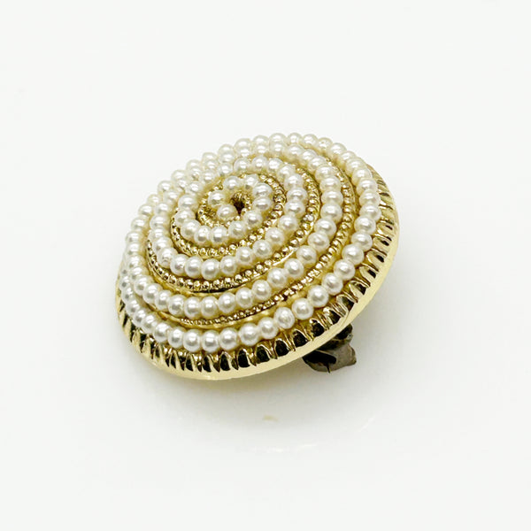 Elegant Circular Vintage Faux Pearl German Brooch