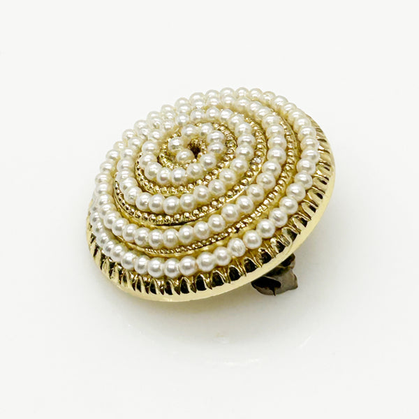 Elegant Circular Vintage Faux Pearl German Brooch