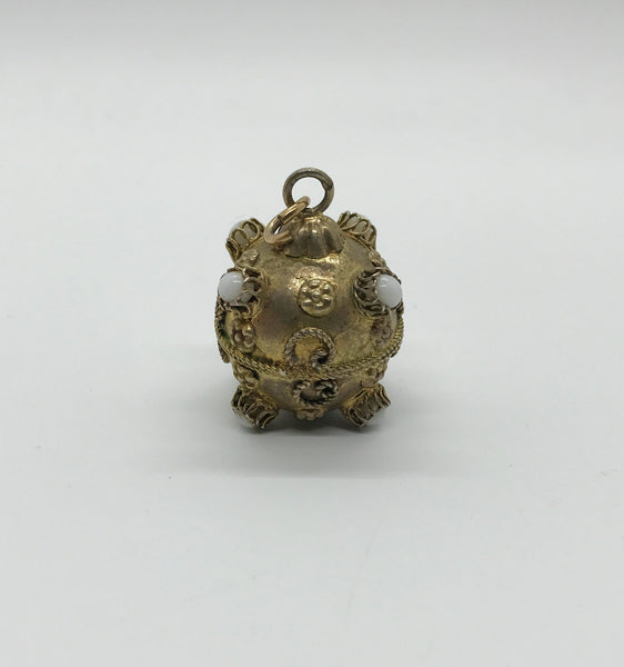 Antique Etruscan Revival Orb Pendant with White Stones