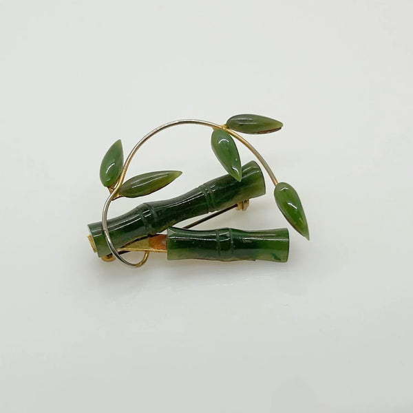 Vintage Jade Green Bamboo Brooch