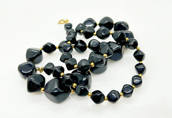 Vintage Avon Graduated Black Bead Necklace