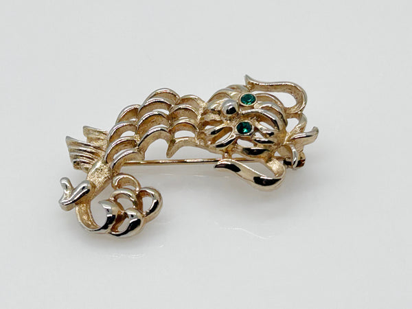 Adorable Avon Green-Eyed Vintage Dog Brooch