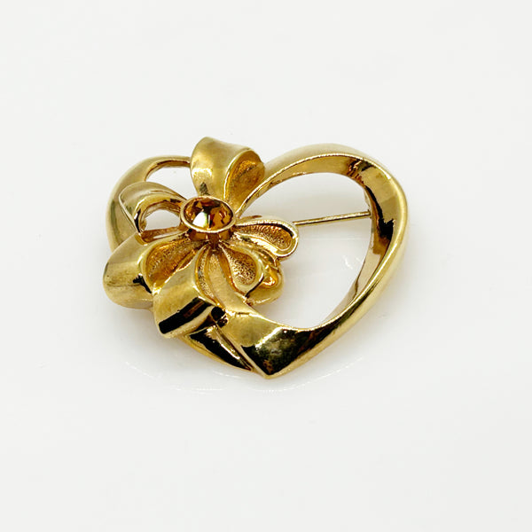 Avon Vintage Heart Pin with Golden November Birthstone (1992)