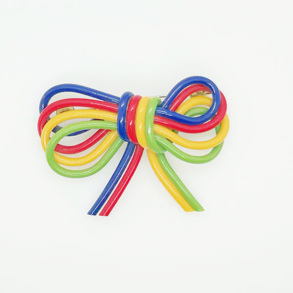 Vintage Colorful Bow Bakelite  Brooch