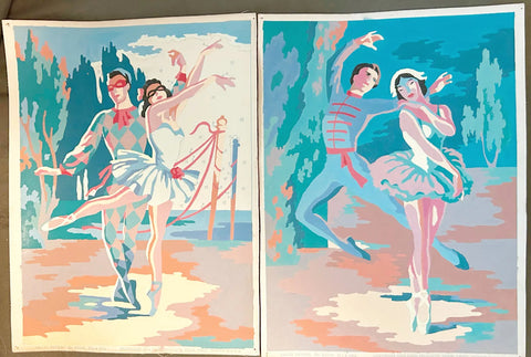 Vintage "Ballet Rhythm"Themed Paint By Number (1953) Pair