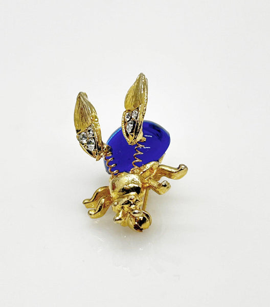 Vivid Small Electric Blue Bug Trembler Pin