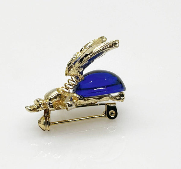 Vivid Small Electric Blue Bug Trembler Pin