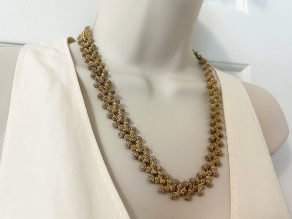 Textured Beads Golden Vintage Necklace