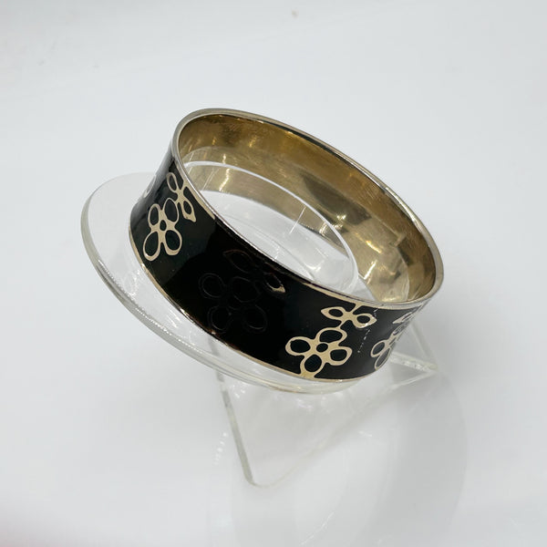 Vintage Thick Black and Gold Bangle Bracelet