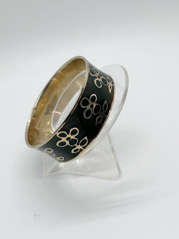 Vintage Thick Black and Gold Bangle Bracelet