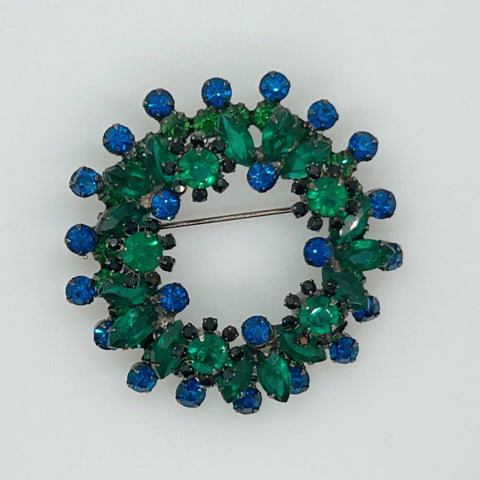 Multi Layered Vintage Blue Green Unsigned Juliana Brooch