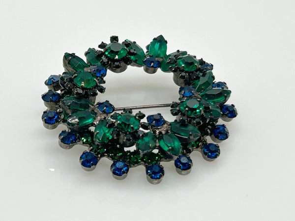 Multi Layered Vintage Blue Green Unsigned Juliana Brooch