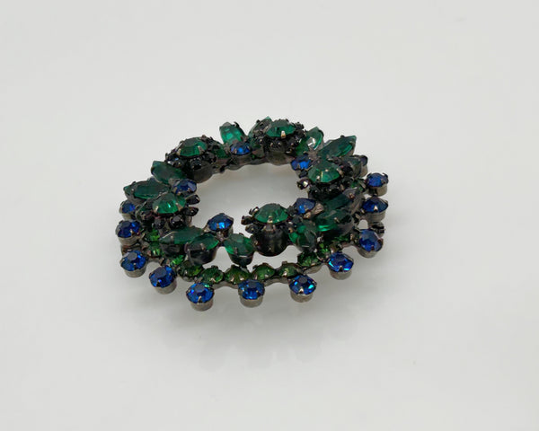 Multi Layered Vintage Blue Green Unsigned Juliana Brooch