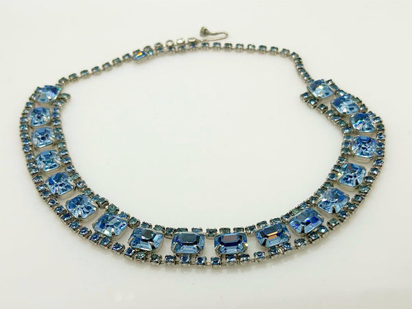 Sparkling Baby Blue Rhinestone Necklace Choker - Lamoree’s Vintage