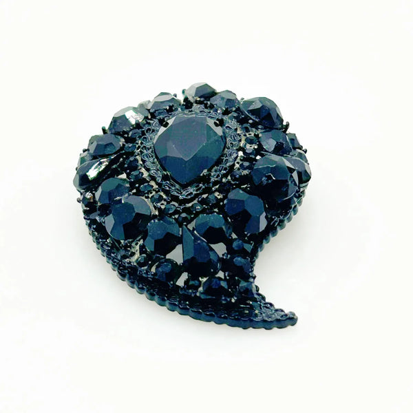 Wonderful Vintage "Art" Black Brooch in Paisley Shape