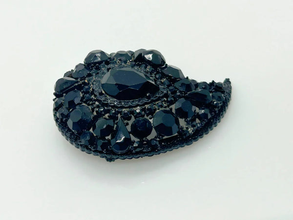 Wonderful Vintage "Art" Black Brooch in Paisley Shape