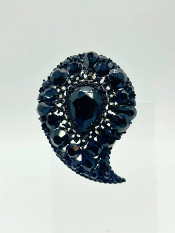 Wonderful Vintage "Art" Black Brooch in Paisley Shape