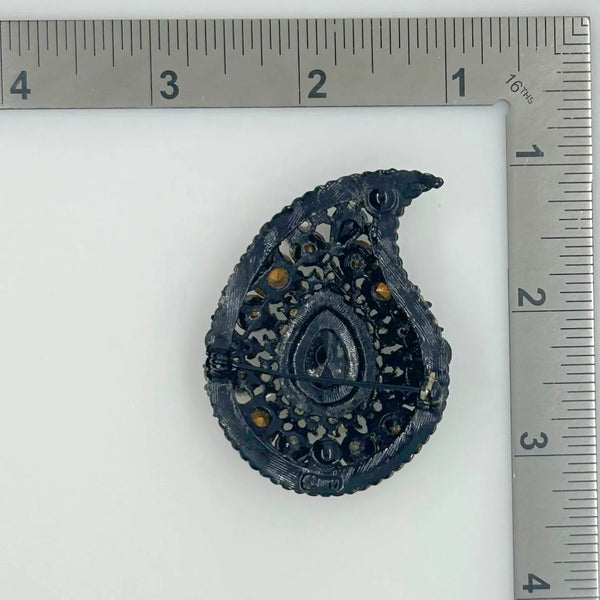 Wonderful Vintage "Art" Black Brooch in Paisley Shape