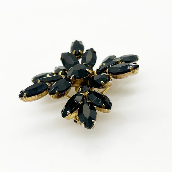 Vintage Layered Black Stone Brooch by Regency