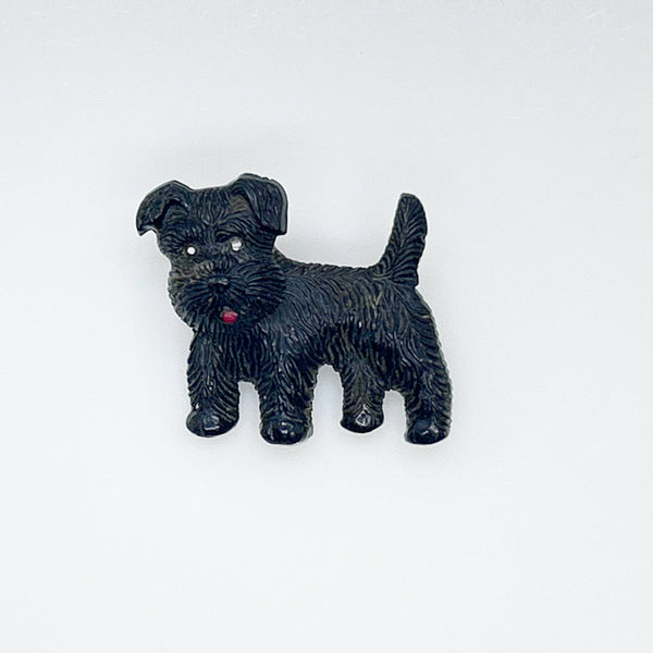 Vintage Black Terrier Dog Brooch with Movable Head