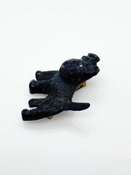 Vintage Black Terrier Dog Brooch with Movable Head