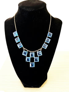 Stunning Art Deco Necklace of Rich Blue Squares