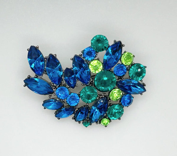 lue, Aqua and Green Stones Brooch