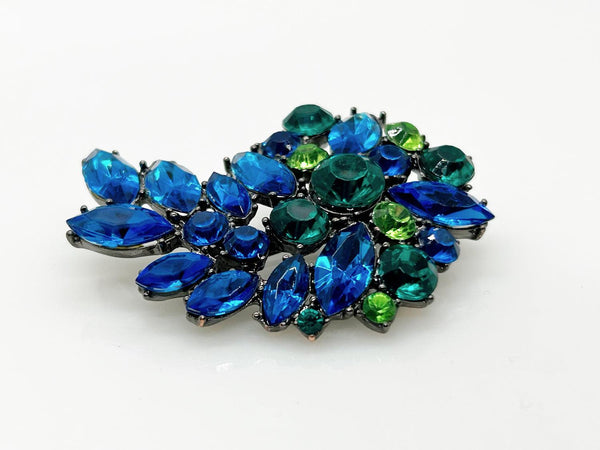 lue, Aqua and Green Stones Brooch