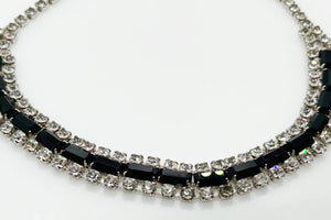 Vintage Evening Necklace with Black and White Rhinestones