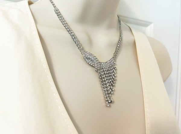 Vintage Cascading Deco Rhinestone Necklace