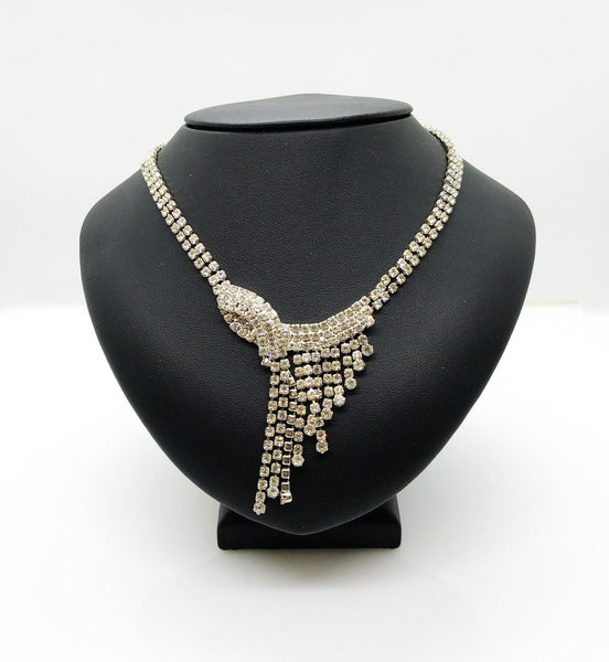 Vintage Cascading Deco Rhinestone Necklace