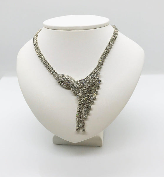 Vintage Cascading Deco Rhinestone Necklace