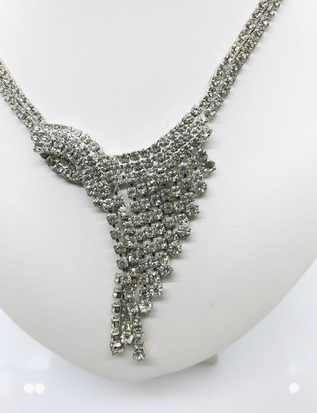 Vintage Cascading Deco Rhinestone Necklace