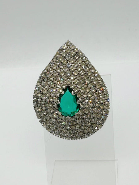 Magnificent Vintage Rhinestone Teardrop Brooch by Celebrity