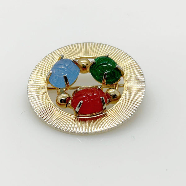 1950s Circular Egyptian Revival Scarab Brooch