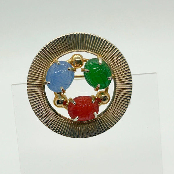 1950s Circular Egyptian Revival Scarab Brooch