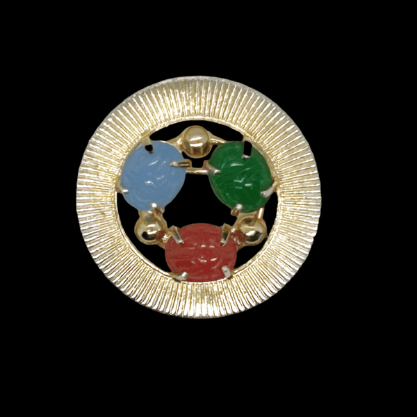 1950s Circular Egyptian Revival Scarab Brooch