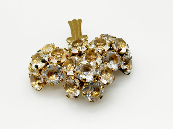 Vintage Bouquet Brooch with Sparkling Clear Stones