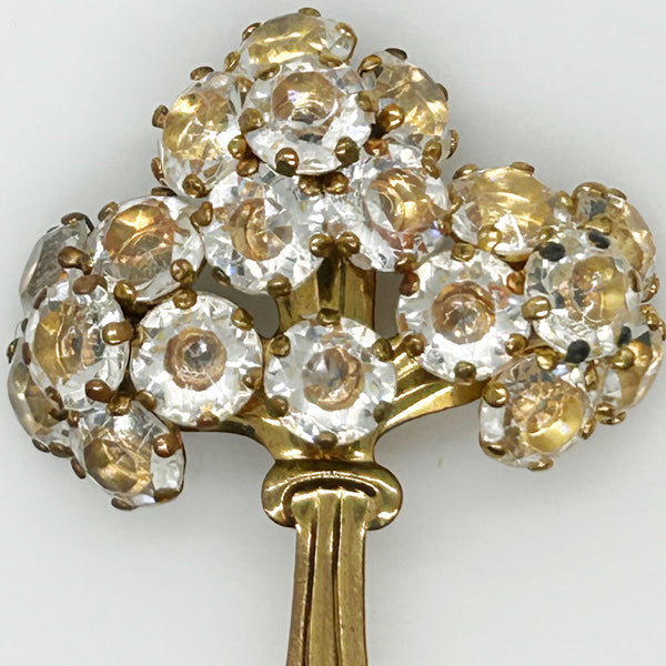 Vintage Bouquet Brooch with Sparkling Clear Stones