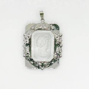 Dramatic Vintage Clear Intaglio Cameo Pendant