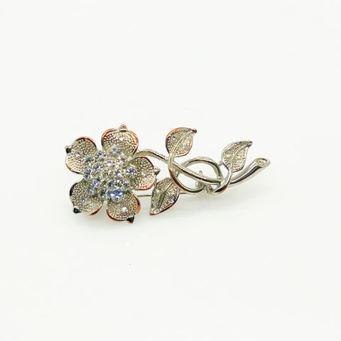 Vintage Floral Brooch with Texture and Glitter