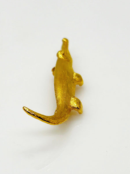 Cute Golden Crocodile Brooch