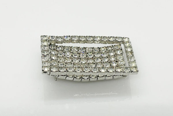 Bright and Curved Rectangular Rhinestone Pin