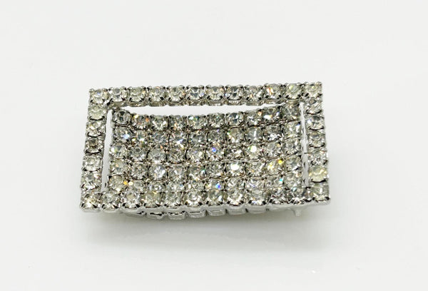 Bright and Curved Rectangular Rhinestone Pin