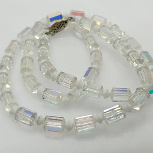 Vintage Unusual Aurora Borealis Cylindrical Bead Necklace