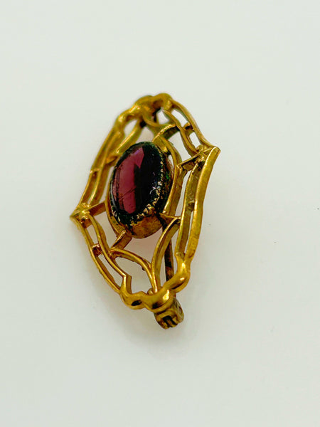 Dainty Vintage Brooch with Oval Purple Stone