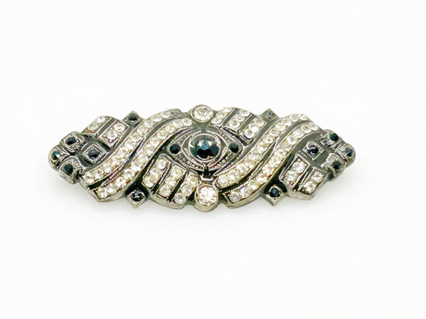 Black Geometric Art Deco Style Brooch