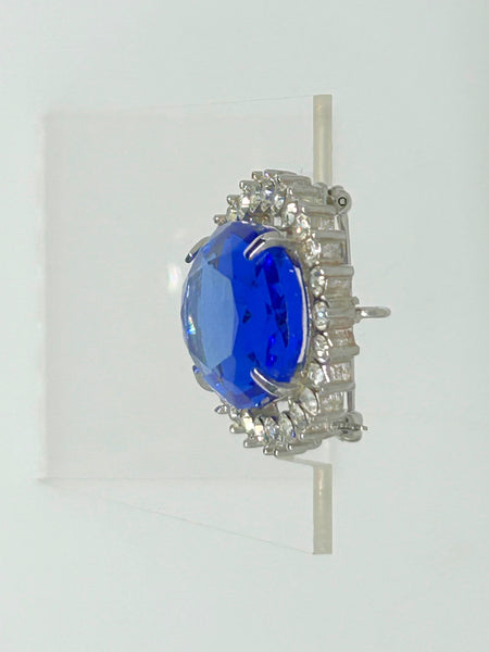 Vintage Brooch/ Pendant with Oval Blue Stone, Diana/Kate