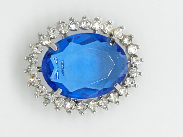 Vintage Brooch/ Pendant with Oval Blue Stone, Diana/Kate