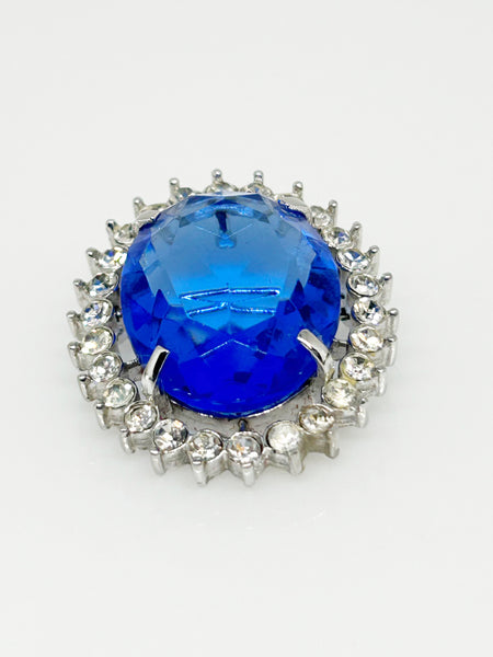 Vintage Brooch/ Pendant with Oval Blue Stone, Diana/Kate